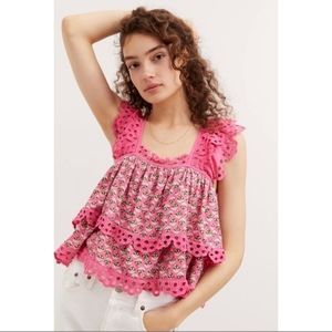 NWT Anthropologie Let Me Be Ruffled Eyelet Swing Top